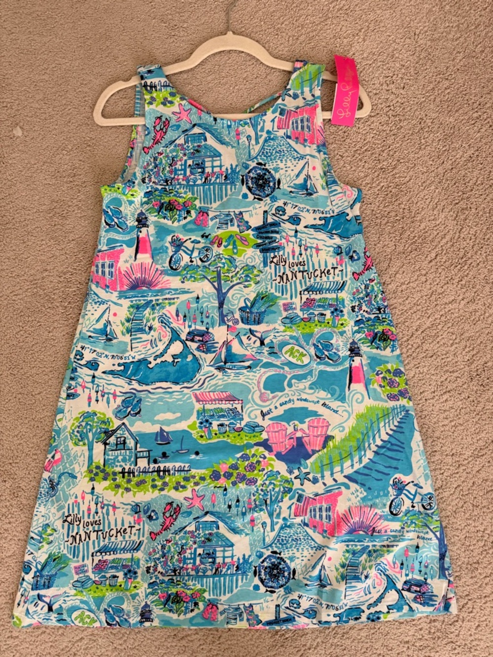 Lilly Pulitzer Sleeveless Nautical Print A-Line Dress - Blue & Pink small.  NWT